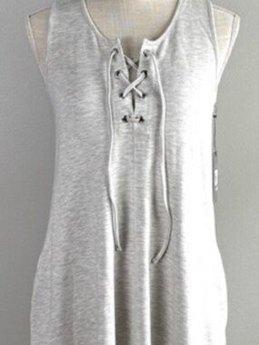 Sporty Tart Collection Gray Mini Sleeveless Dress with Tie Front Medium